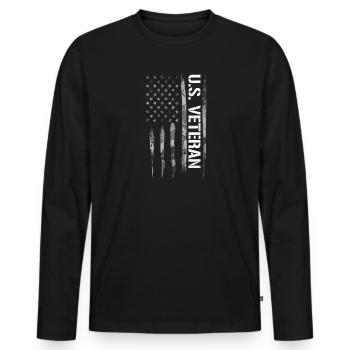 Vétéran américain - Drapeau américain - T-shirt manches longues Premium bio Homme - noir - Devant - Nico (187cm)