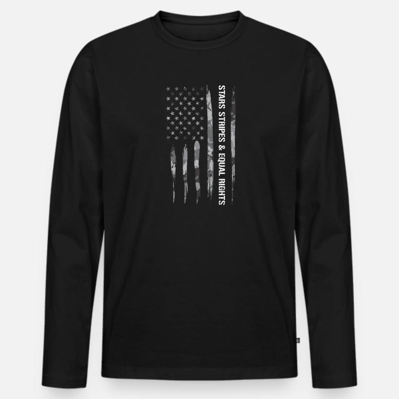 Stars Stripes & Equal Rights - Männer Premium Bio Langarmshirt - Schwarz