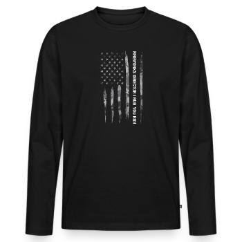 Directeur de feux d’artifice Je vous exécute - T-shirt manches longues Premium bio Homme - noir - Devant - Nico (187cm)