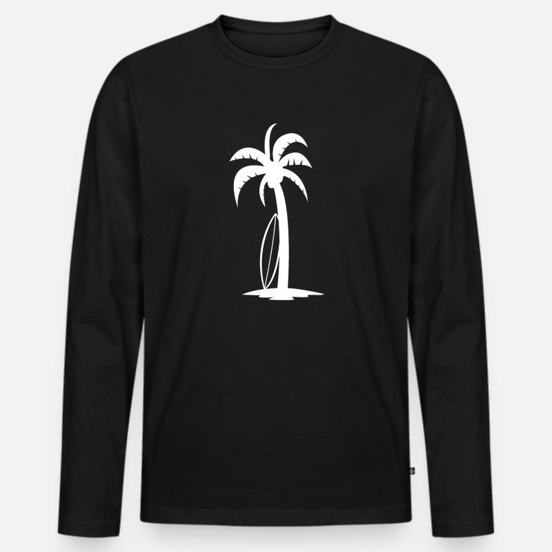 Palme - Männer Premium Bio Langarmshirt - Schwarz