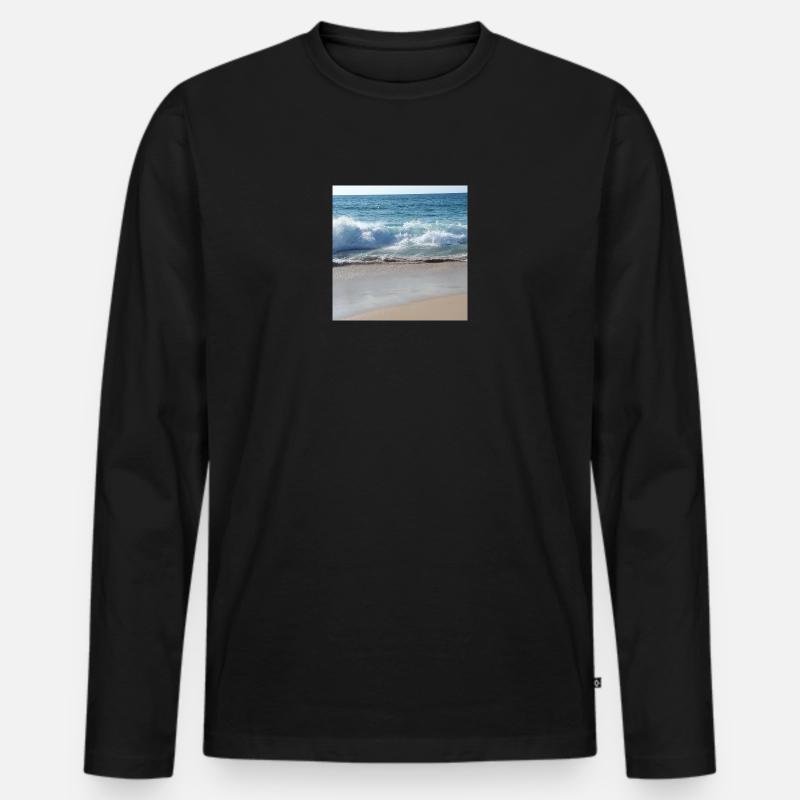 waves - Männer Premium Bio Langarmshirt - Schwarz