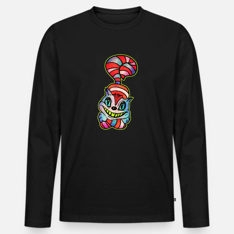 Ceshire Cat Bunt - Männer Premium Bio Langarmshirt - Schwarz