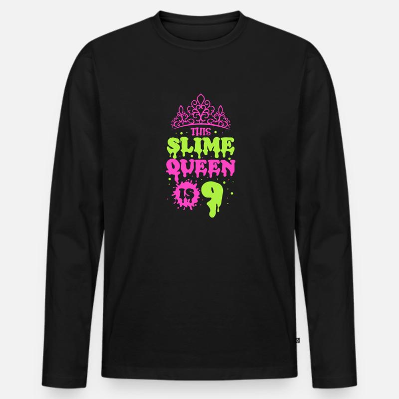 This slime queen is 9 - Männer Premium Bio Langarmshirt - Schwarz