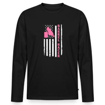 Rodeo Barrel Racing Pferd - Männer Premium Bio Langarmshirt - Schwarz - Vorne - Nico (187cm)