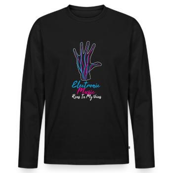 Musique électronique - T-shirt manches longues Premium bio Homme - noir - Devant - Nico (187cm)