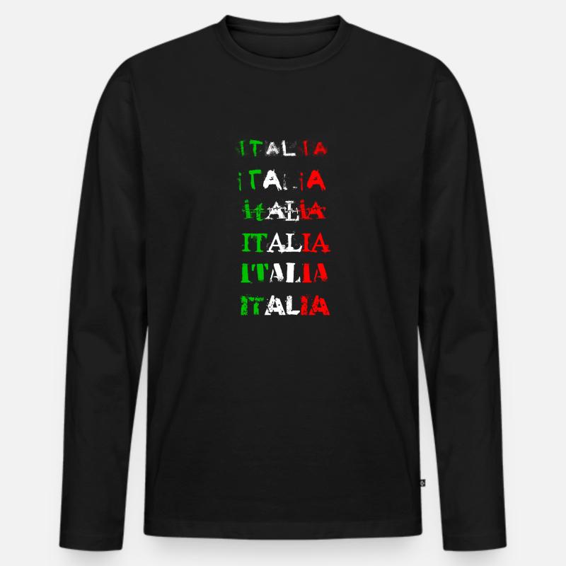 italia - Männer Premium Bio Langarmshirt - Schwarz