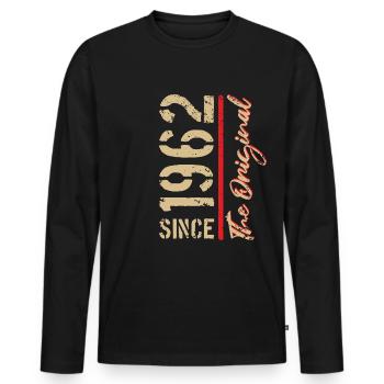 1962 The Original - Geburtsjahr, Jahreszahl - Männer Premium Bio Langarmshirt - Schwarz - Vorne - Nico (187cm)