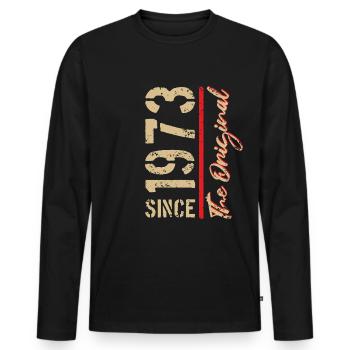 1973 The Original - year of birth, year - Men's Premium Organic Long Sleeve Shirt - black - Front - Nico (187cm)