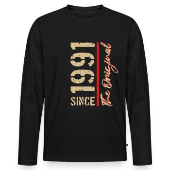 1991 The Original - year of birth, year - Men's Premium Organic Long Sleeve Shirt - black - Front - Nico (187cm)