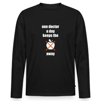 une pomme par jour éloigne le médecin - T-shirt manches longues Premium bio Homme - noir - Devant - Nico (187cm)