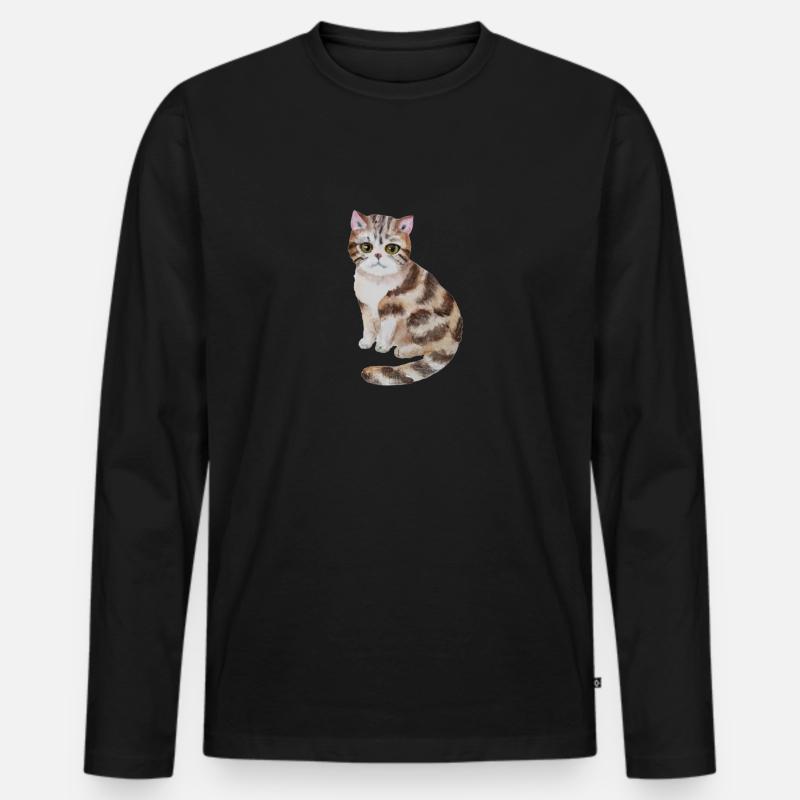 Süße Katze - Männer Premium Bio Langarmshirt - Schwarz