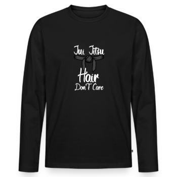 Jiu Jitsu Haare sind egal - Männer Premium Bio Langarmshirt - Schwarz - Vorne - Nico (187cm)