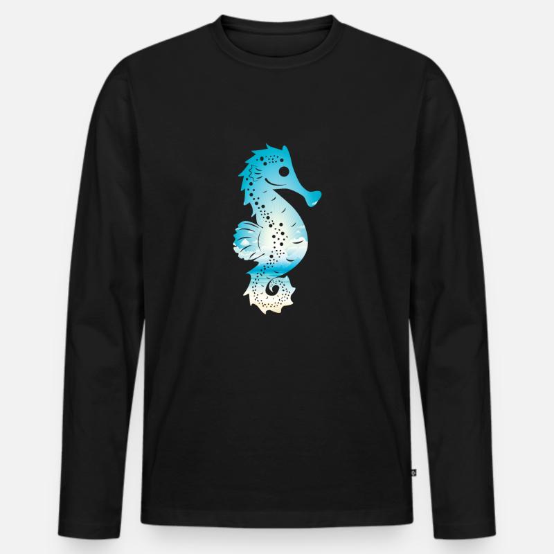 SeePferdchen (Sky-Edition) - Männer Premium Bio Langarmshirt - Schwarz