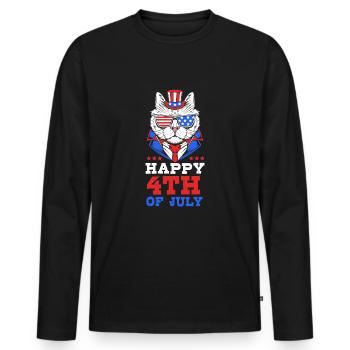 Vierter Juli Nationalfarben Nationalfeiertag USA - Männer Premium Bio Langarmshirt - Schwarz - Vorne - Nico (187cm)