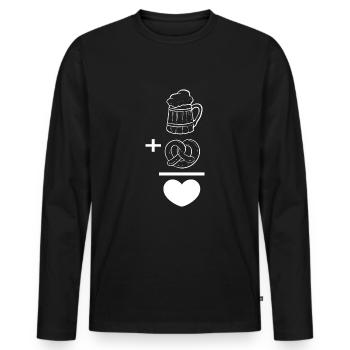 Brezel Bier - Männer Premium Bio Langarmshirt - Schwarz - Vorne - Nico (187cm)