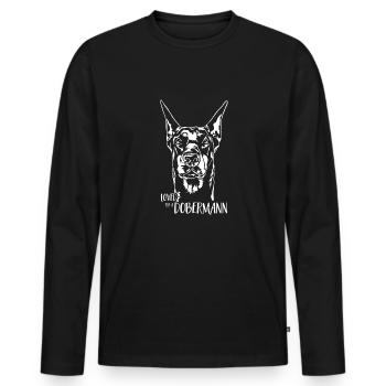 Aimé par un chien Doberman disant Wilsigns - T-shirt manches longues Premium bio Homme - noir - Devant - Nico (187cm)