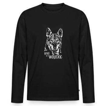 Loved by a Wolfdog Tschechoslowakischer Wolfhund - Männer Premium Bio Langarmshirt - Schwarz - Vorne - Nico (187cm)