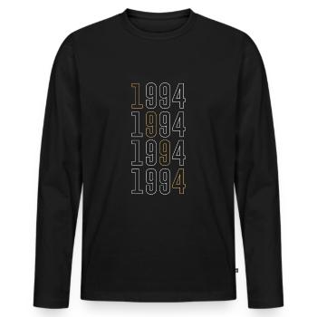 1994 Geburtstagsdesign - 30 Jahre - Männer Premium Bio Langarmshirt - Schwarz - Vorne - Nico (187cm)