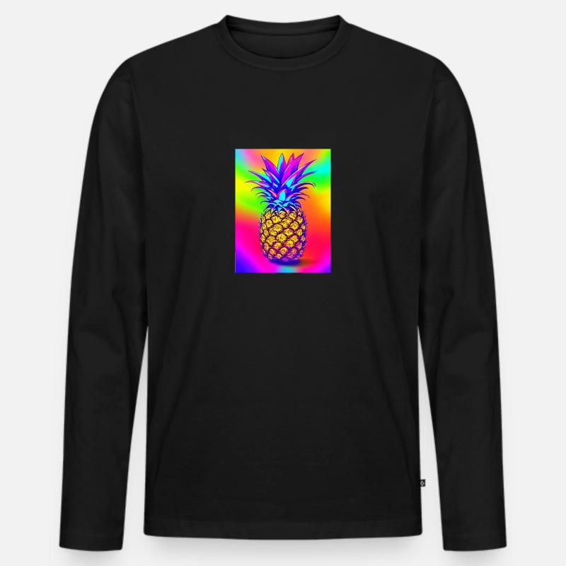 Neon Pineapple - Männer Premium Bio Langarmshirt - Schwarz