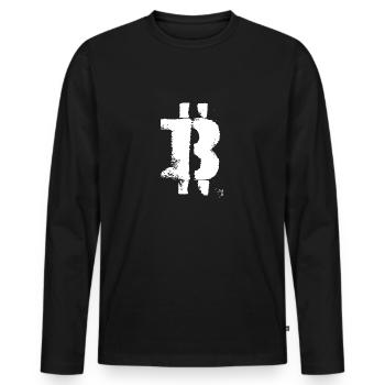 B For Bitcoin White - Men's Premium Organic Long Sleeve Shirt - black - Front - Nico (187cm)