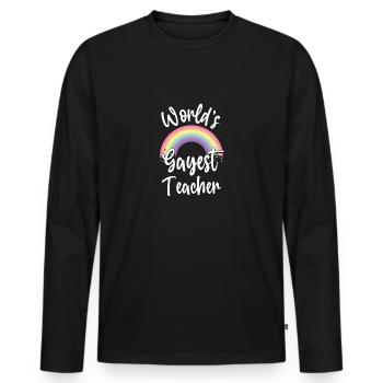 L’enseignant le plus gay du monde - LGBT Rainbow - T-shirt manches longues Premium bio Homme - noir - Devant - Nico (187cm)