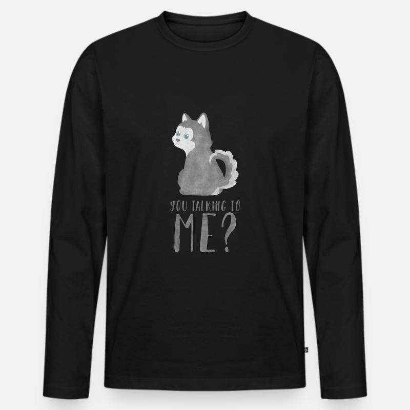 Husky - Redest du mit MIR? - Männer Premium Bio Langarmshirt - Schwarz