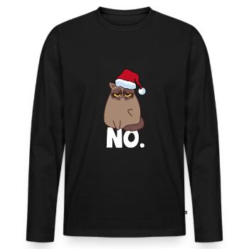 Pull grincheux chat - T-shirt manches longues Premium bio Homme - noir - Devant - Nico (187cm)