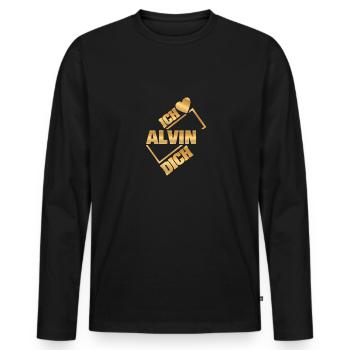 Cadeau pour Alvin - T-shirt manches longues Premium bio Homme - noir - Devant - Nico (187cm)