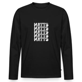 Matts en héros - T-shirt manches longues Premium bio Homme - noir - Devant - Nico (187cm)