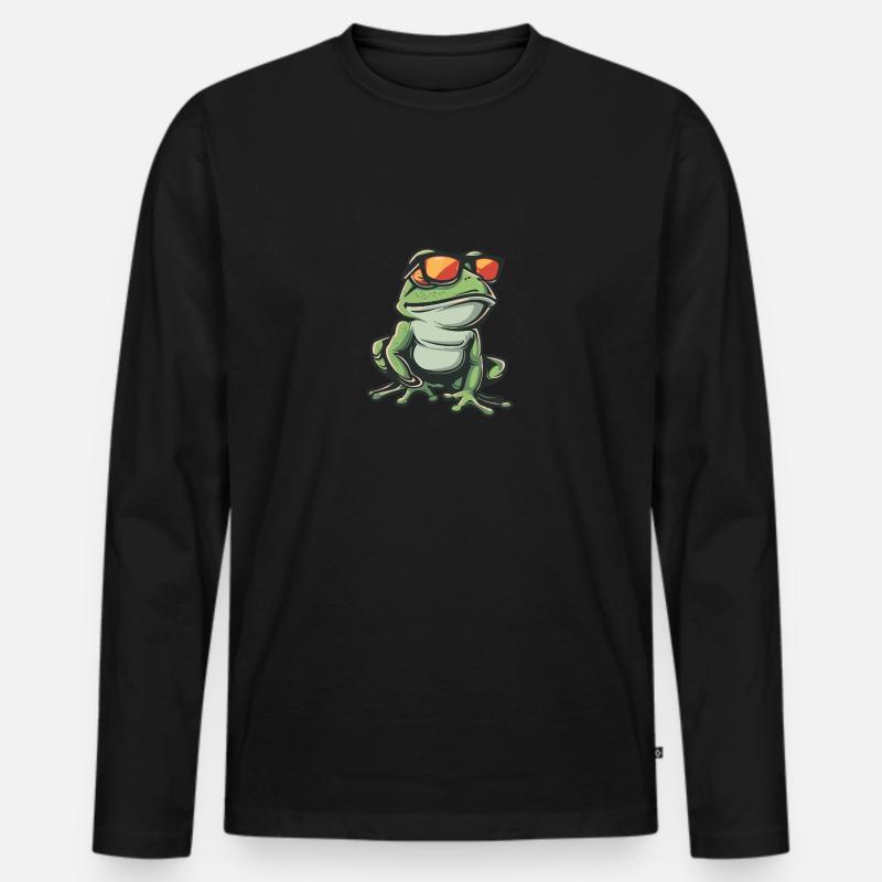Frosch Cool Tier - Männer Premium Bio Langarmshirt - Schwarz