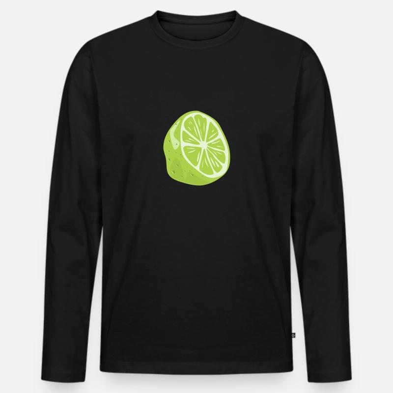 Limette - Männer Premium Bio Langarmshirt - Schwarz