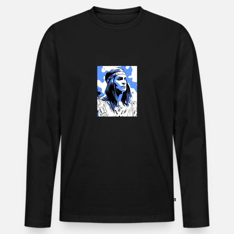 Winnetou - Männer Premium Bio Langarmshirt - Schwarz