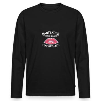 Bartender en sait plus qu’elle ne le dit - T-shirt manches longues Premium bio Homme - noir - Devant - Nico (187cm)