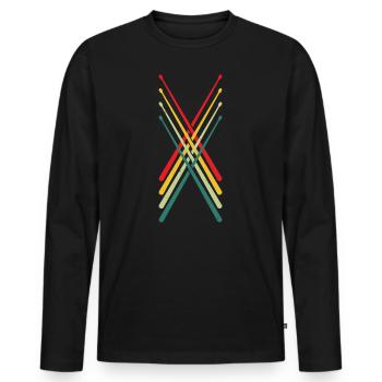 Baguette rétro Batteur Drumming Lover - T-shirt manches longues Premium bio Homme - noir - Devant - Nico (187cm)