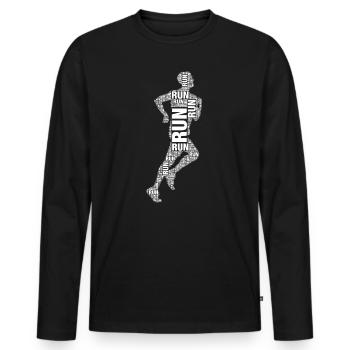 Running Man Silhouette - Run Text Human Shape - Men's Premium Organic Long Sleeve Shirt - black - Front - Nico (187cm)