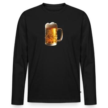 Une bière fraîche dans une chope de bière - T-shirt manches longues Premium bio Homme - noir - Devant - Nico (187cm)