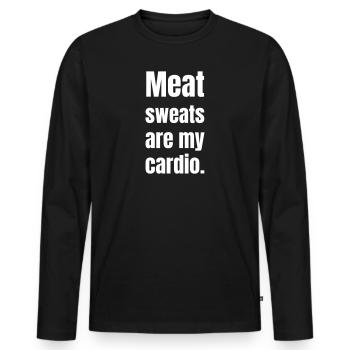 Le barbecue, c’est du sport - T-shirt manches longues Premium bio Homme - noir - Devant - Nico (187cm)