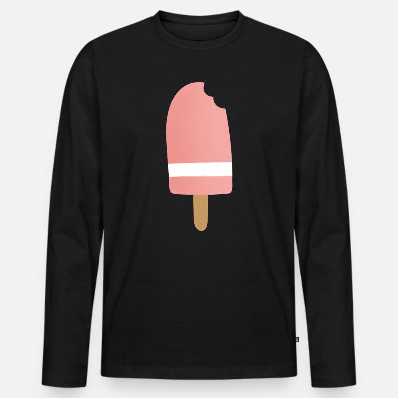 Gradient Pink Popsicle Bite - Männer Premium Bio Langarmshirt - Schwarz