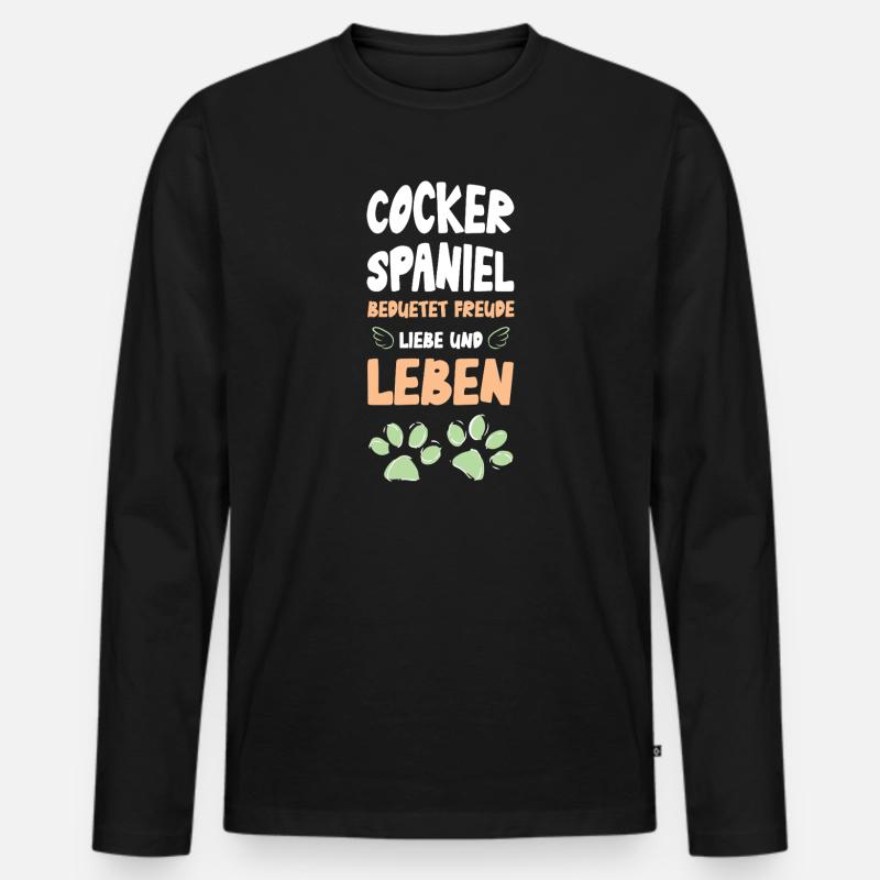 Cocker Spaniel Lebensfreude - Männer Premium Bio Langarmshirt - Schwarz