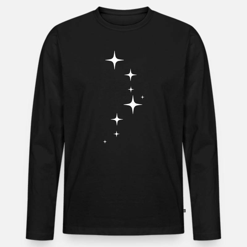 Sterne - Funkeln - Zeichen - Männer Premium Bio Langarmshirt - Schwarz
