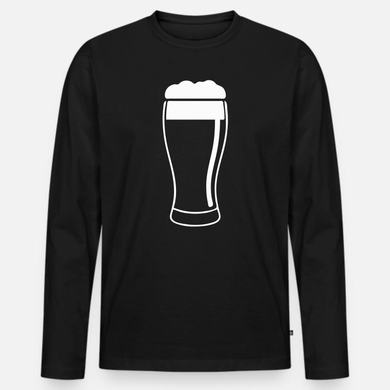 Bierglas mit Schaum - Männer Premium Bio Langarmshirt - Schwarz