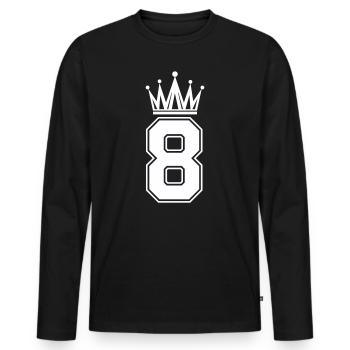 8 Crown - Men's Premium Organic Long Sleeve Shirt - black - Front - Nico (187cm)
