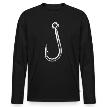 Hameçons de pêche - T-shirt manches longues Premium bio Homme - noir - Devant - Nico (187cm)