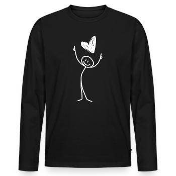 Stick figure "Love" (with heart) - Men's Premium Organic Long Sleeve Shirt - black - Front - Nico (187cm)