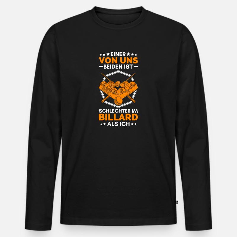 Billard Queue - Männer Premium Bio Langarmshirt - Schwarz