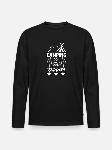 Camping Friends Tents Scout Gift - Men's Premium Organic Long Sleeve Shirt - black