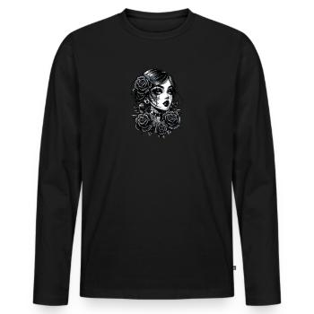 Forbidden Romance: Beauty and Roses in the Dark - Men's Premium Organic Long Sleeve Shirt - black - Front - Nico (187cm)