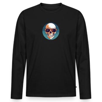 Skull with sunglasses, skull, skeleton - Men's Premium Organic Long Sleeve Shirt - black - Front - Nico (187cm)