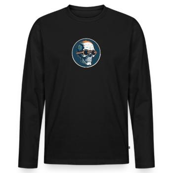 Skull with sunglasses, skull, skeleton - Men's Premium Organic Long Sleeve Shirt - black - Front - Nico (187cm)