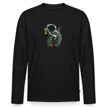 Coole Taucher mit Bier Illustration - Männer Premium Bio Langarmshirt - Schwarz - Vorne - Nico (187cm)